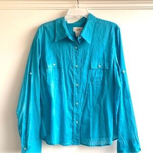 Talbots Blue Button-Up Blouse